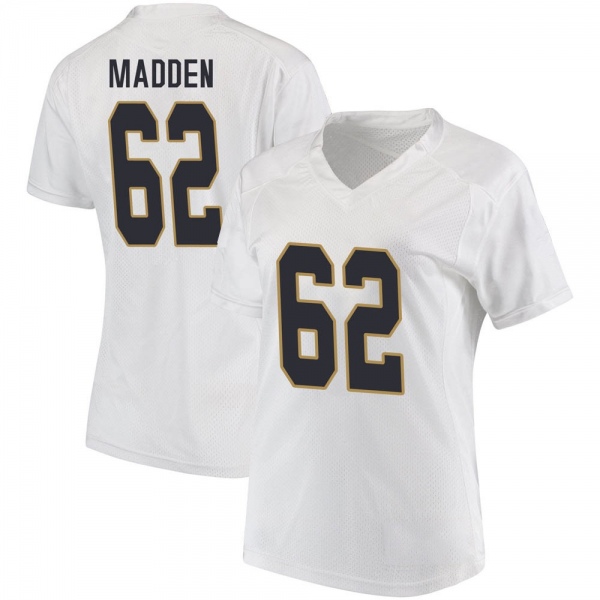 Cain Madden Notre Dame Fighting Irish NCAA Women's #62 White Replica College Stitched Football Jersey NDB7255FR